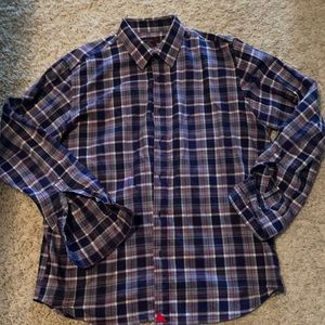 Untuckit large, slim fit blue/red plaid